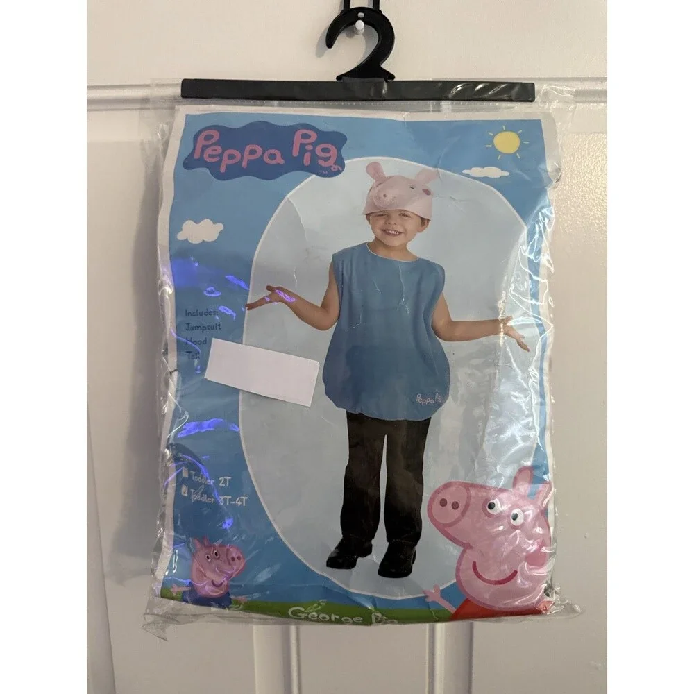 Peppa Pig’s Brother George Pig Toddler Costume Shirt and Hat Size 3-4 Years New